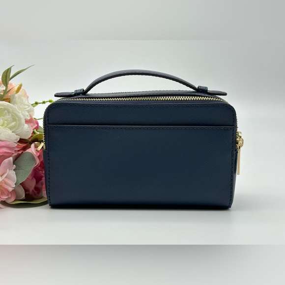 Michael Kors Navy Jet Set Medium Double Zip Phone Crossbody  Bag - Picture 5 of 15